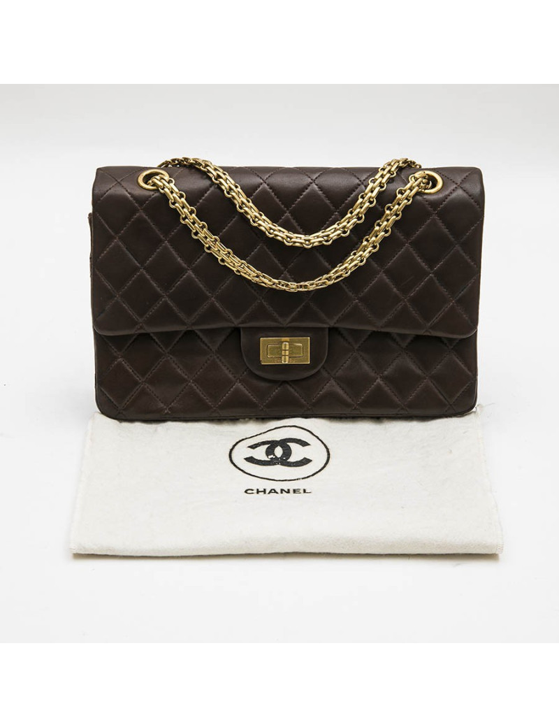 CHANEL vintage Timeless double flap bag in brow smooth quilted leather