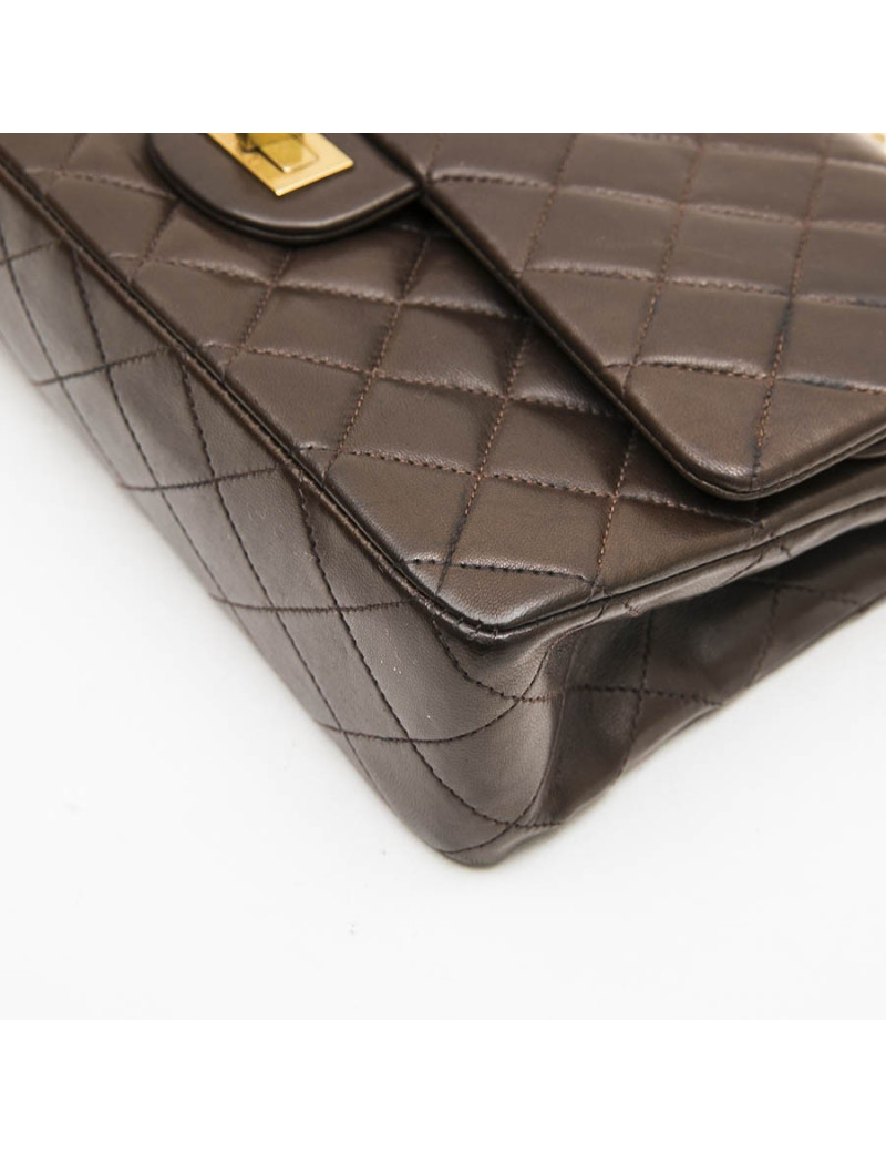 CHANEL vintage Timeless double flap bag in brow smooth quilted leather