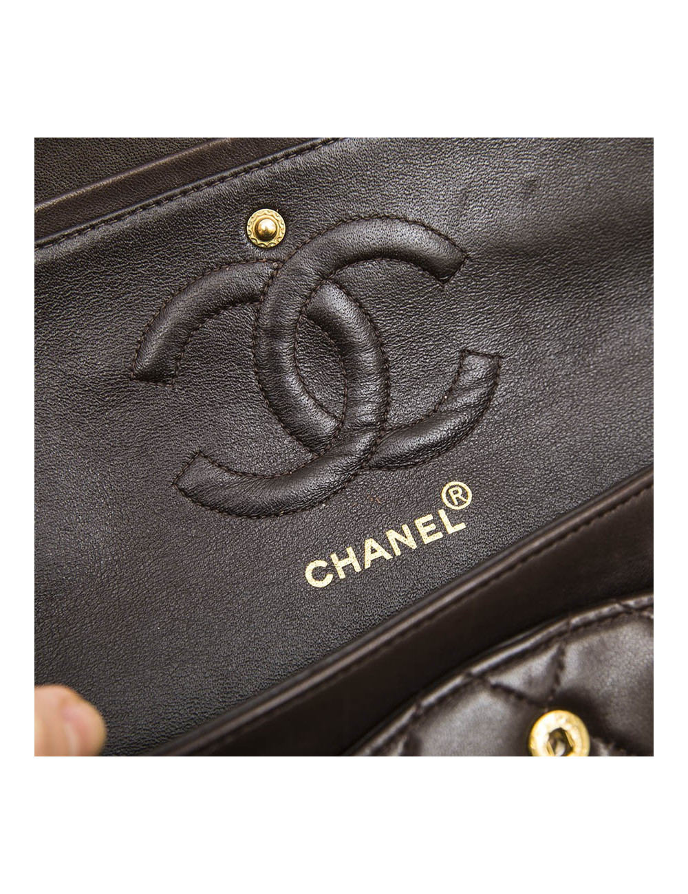 CHANEL vintage Timeless double flap bag in brow smooth quilted leather