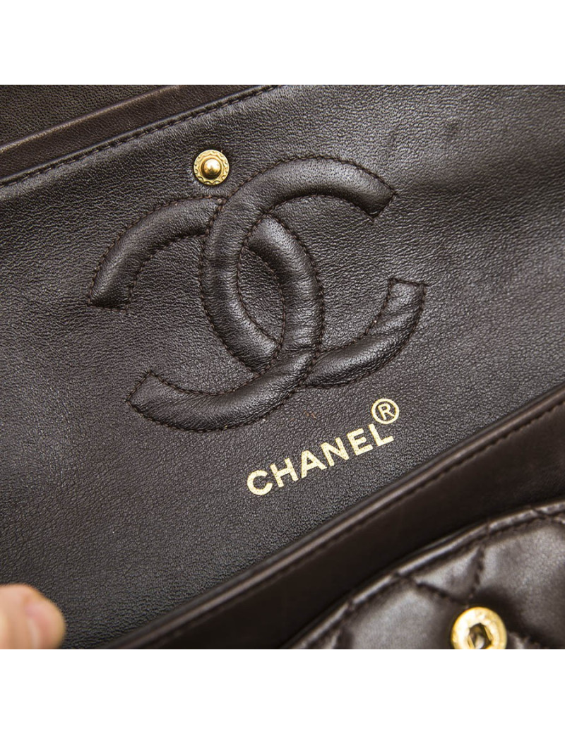CHANEL vintage Timeless double flap bag in brow smooth quilted leather
