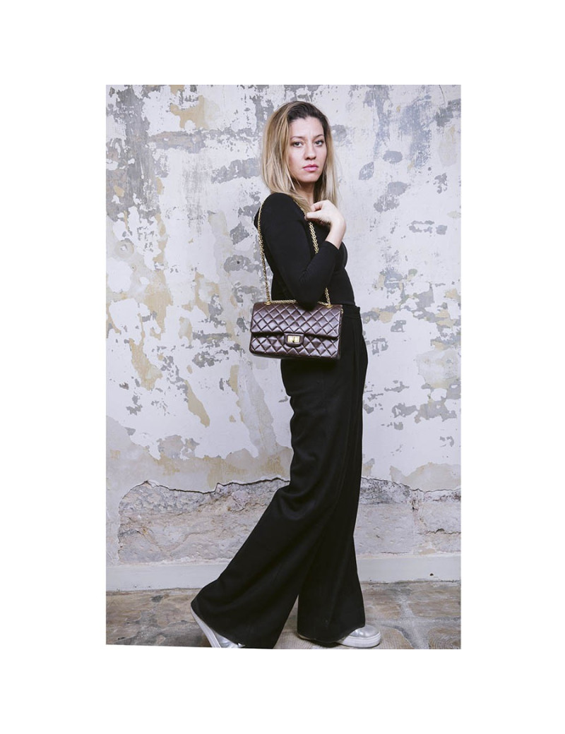 CHANEL vintage Timeless double flap bag in brow smooth quilted leather