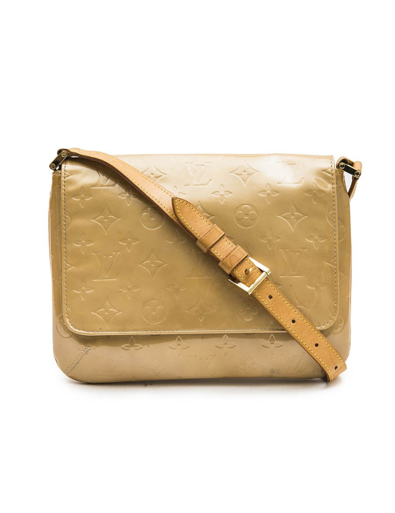 Sac LOUIS VUITTON cuir  monogram verni beige