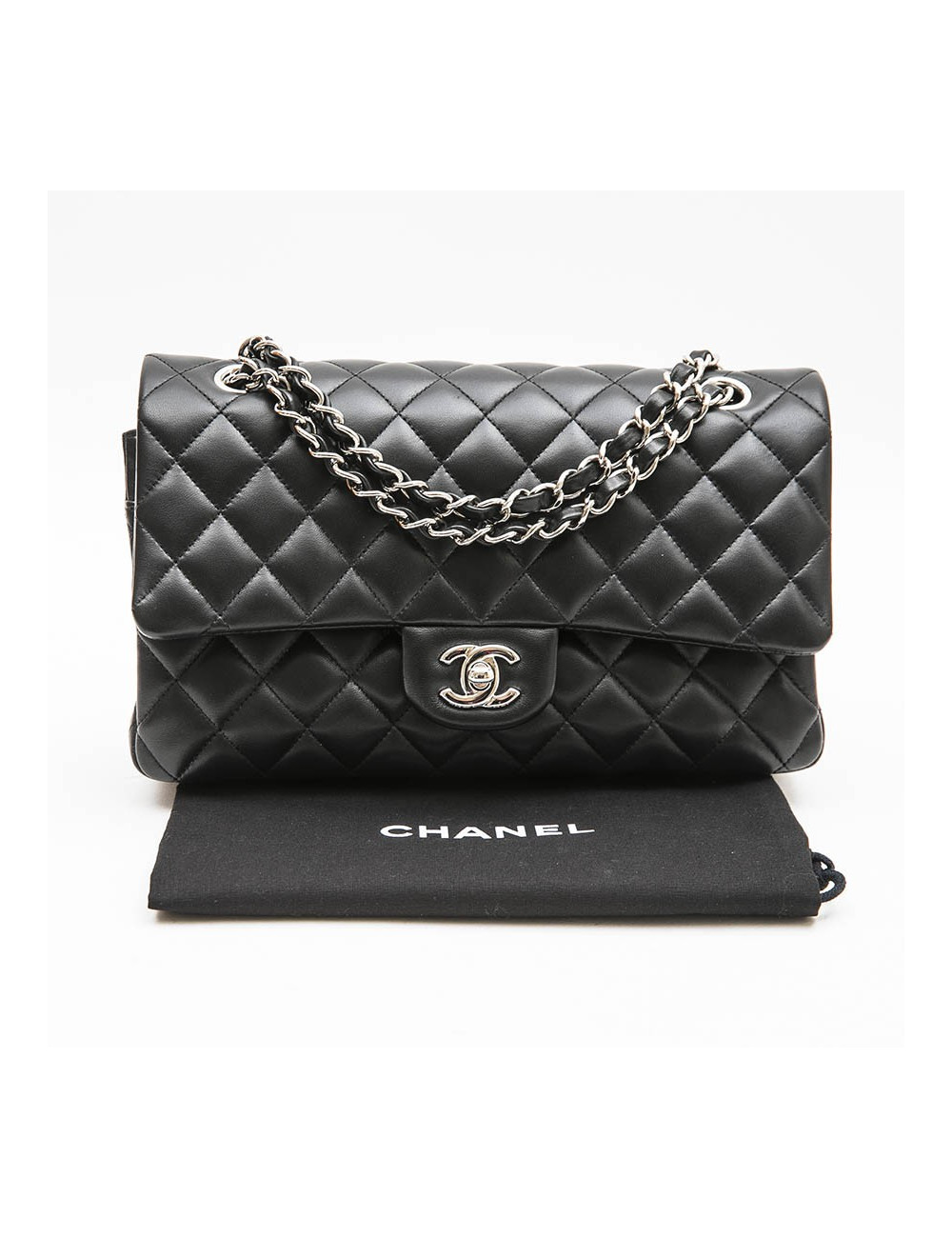 Sac CHANEL Timeless en cuir d'agneau matelassé noir