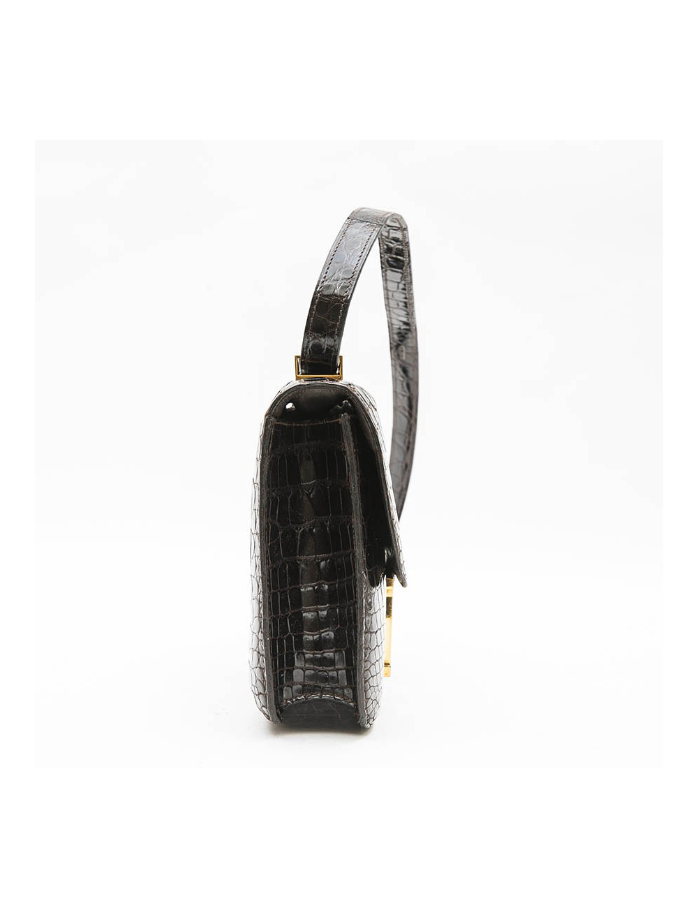  HERMES vintage 'Constance' bag in brown chocolate crocodile leather