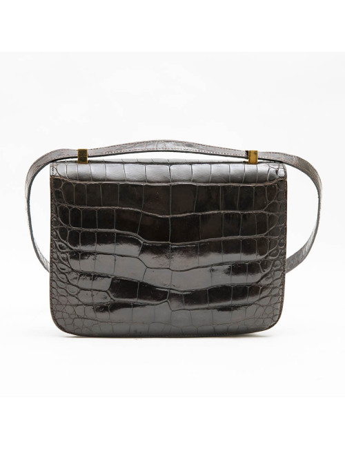  HERMES vintage 'Constance' bag in brown chocolate crocodile leather