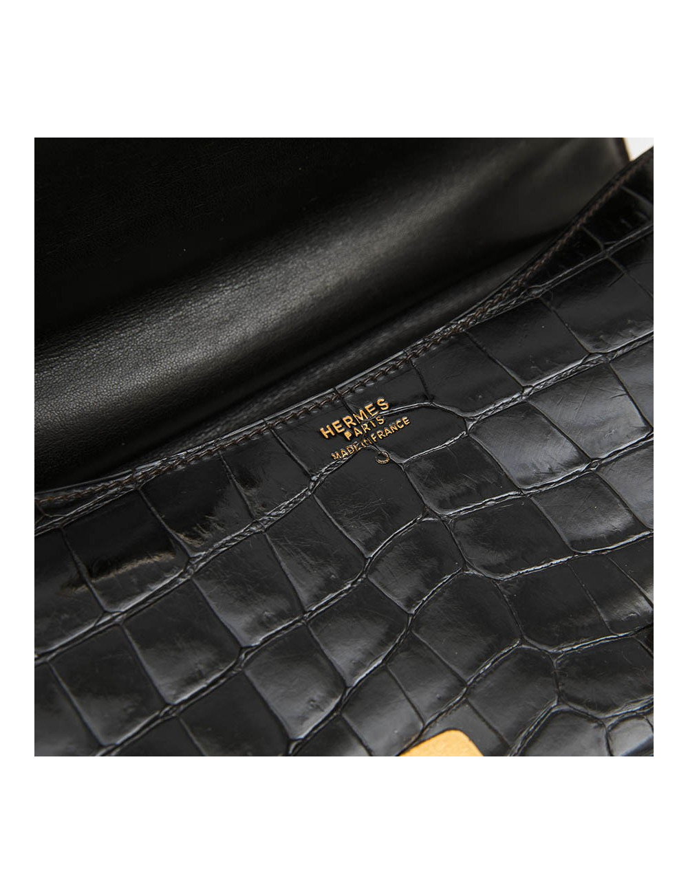 HERMES vintage 'Constance' bag in brown chocolate crocodile leather