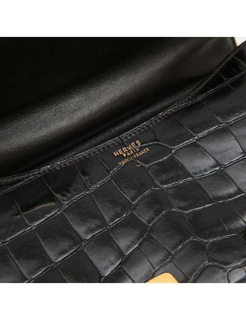  HERMES vintage 'Constance' bag in brown chocolate crocodile leather