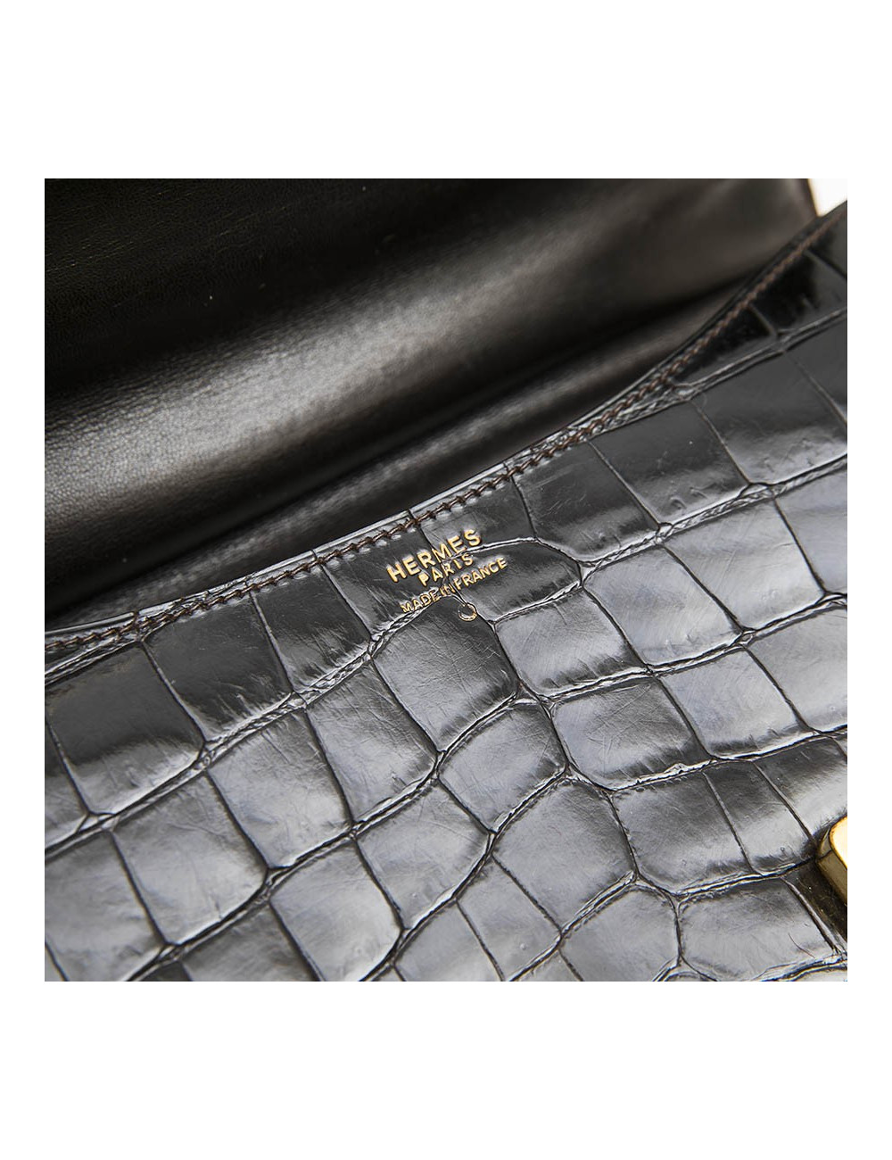  HERMES vintage 'Constance' bag in brown chocolate crocodile leather