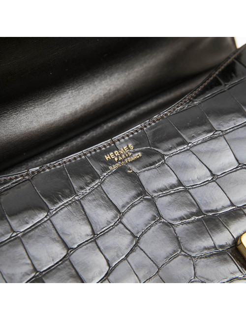  HERMES vintage 'Constance' bag in brown chocolate crocodile leather
