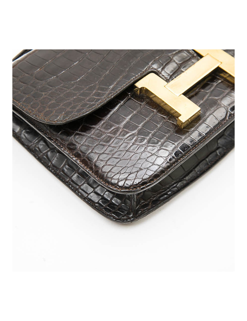  HERMES vintage 'Constance' bag in brown chocolate crocodile leather