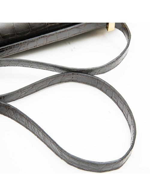  HERMES vintage 'Constance' bag in brown chocolate crocodile leather