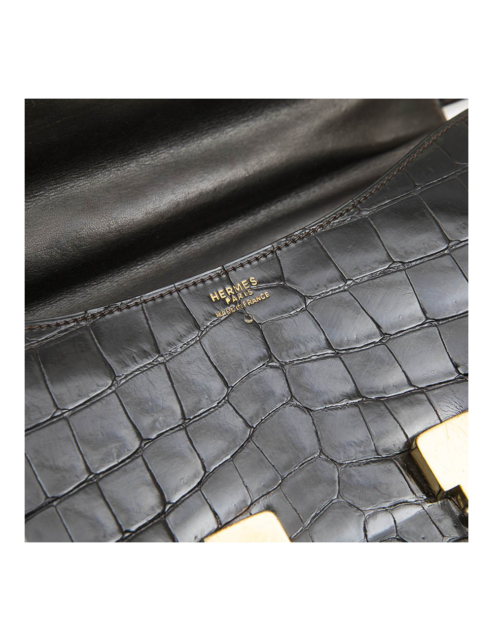  HERMES vintage 'Constance' bag in brown chocolate crocodile leather
