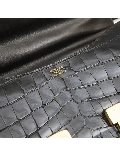  HERMES vintage 'Constance' bag in brown chocolate crocodile leather