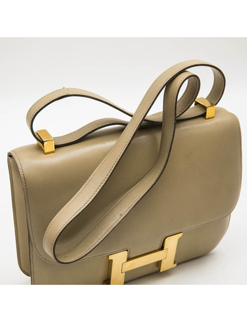 HERMES vintage 'Constance' bag in sand box leather