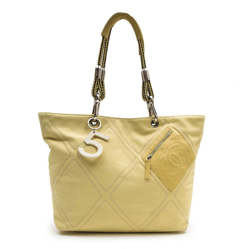 CHANEL vintage tote bag in yellow canvas