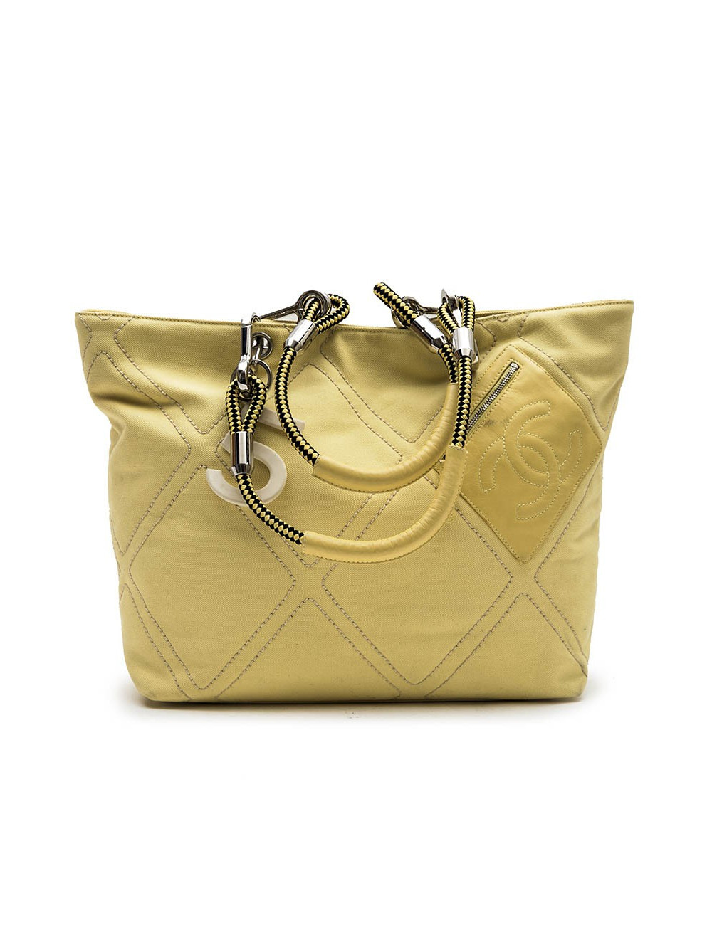 CHANEL vintage tote bag in yellow canvas