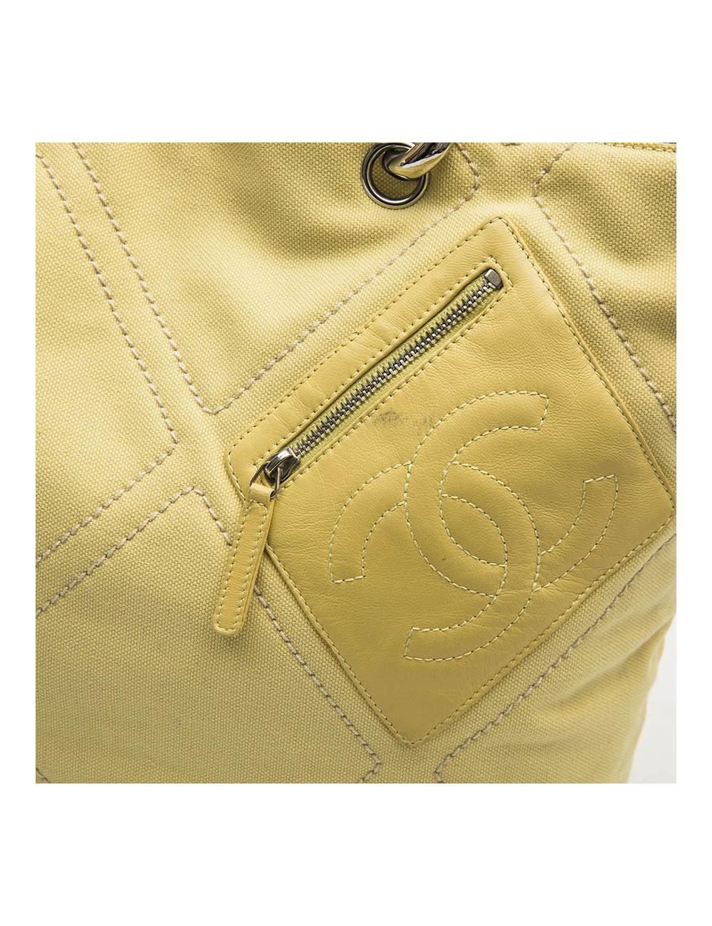 CHANEL vintage tote bag in yellow canvas