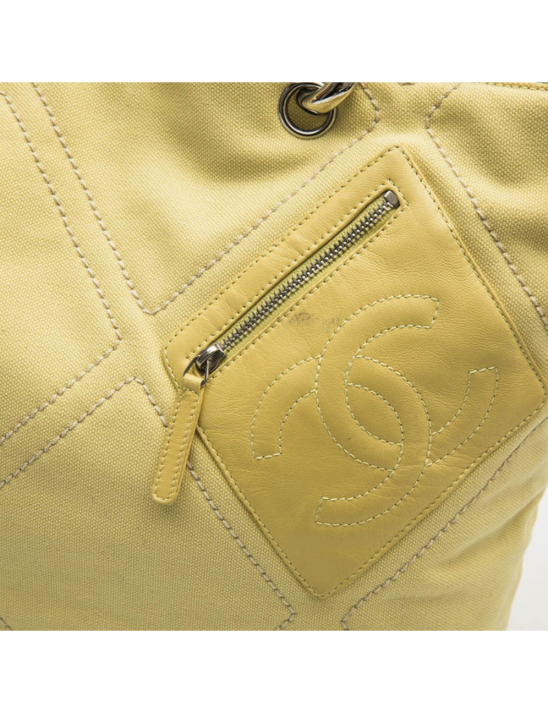 CHANEL vintage tote bag in yellow canvas