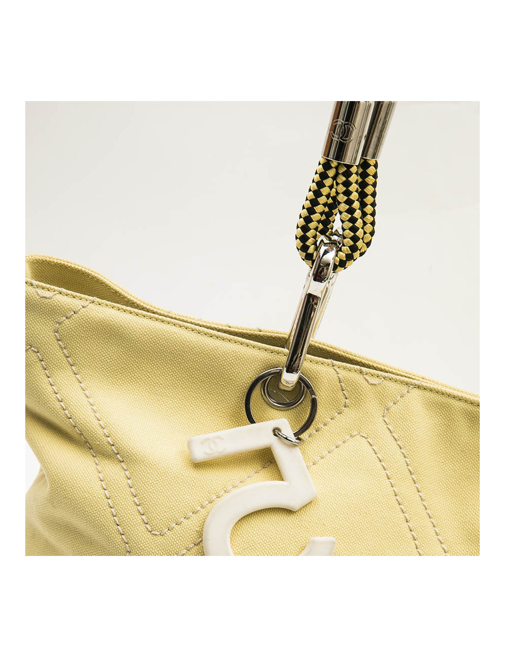 CHANEL vintage tote bag in yellow canvas