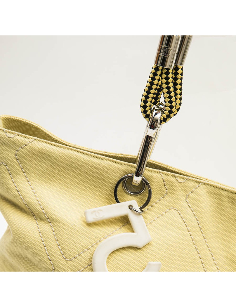 CHANEL vintage tote bag in yellow canvas