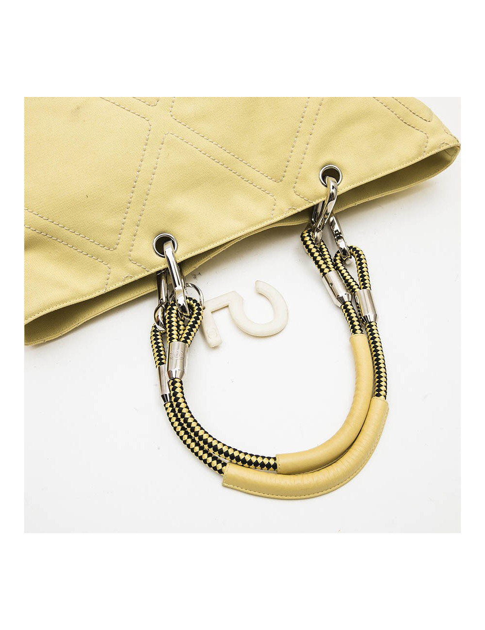 CHANEL vintage tote bag in yellow canvas