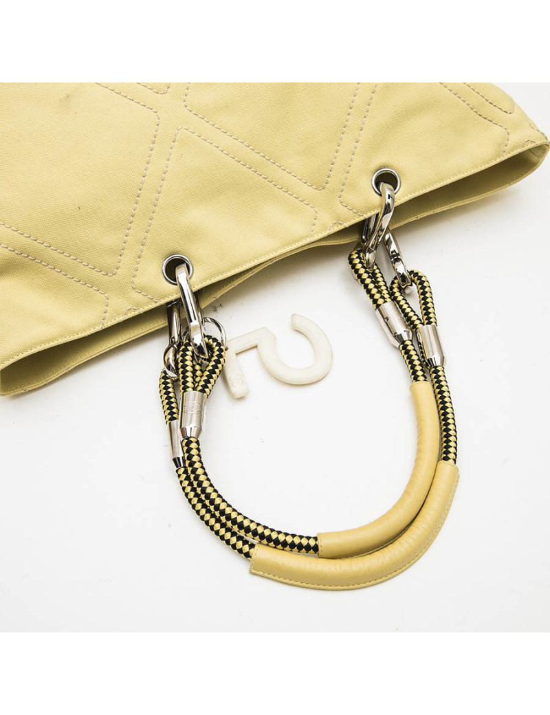 CHANEL vintage tote bag in yellow canvas