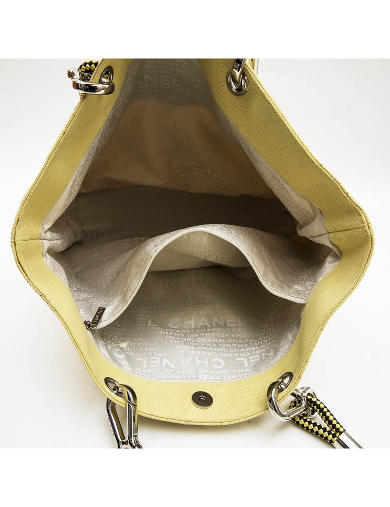 CHANEL vintage tote bag in yellow canvas