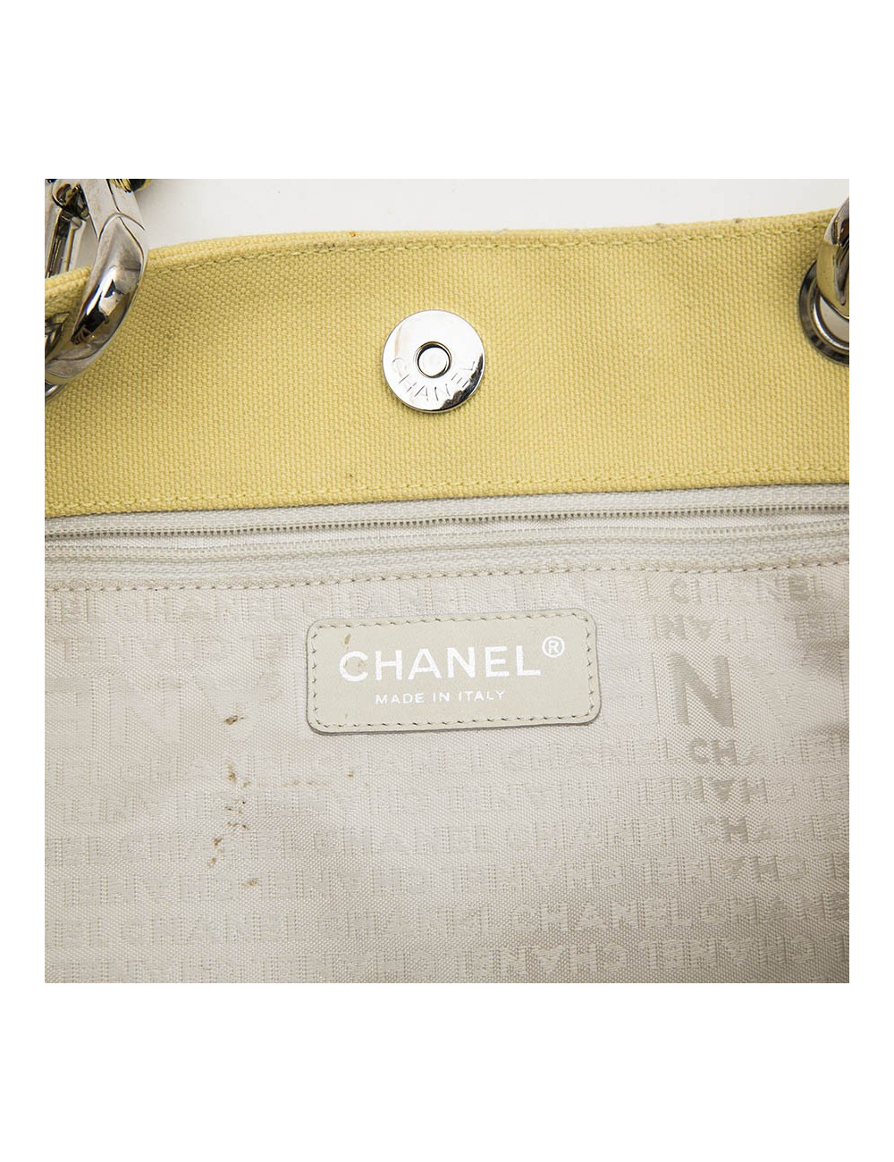 CHANEL vintage tote bag in yellow canvas