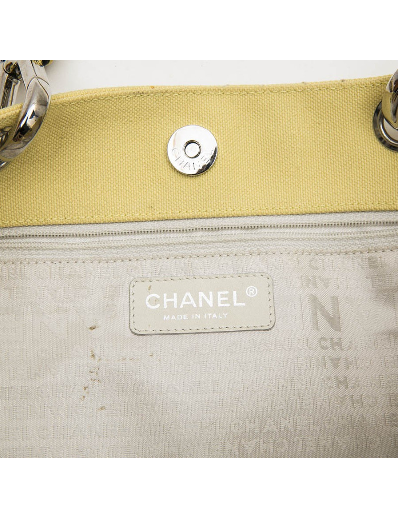 CHANEL vintage tote bag in yellow canvas