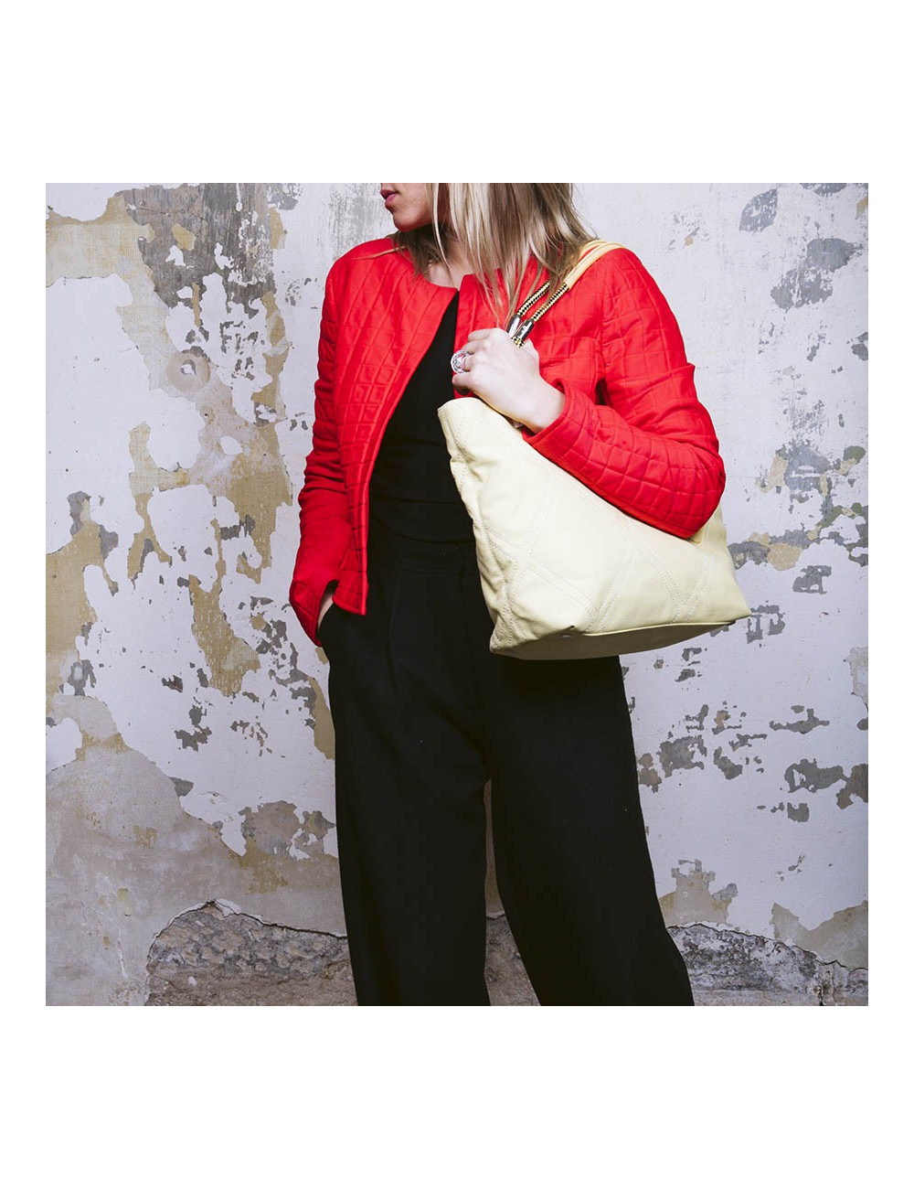 CHANEL vintage tote bag in yellow canvas