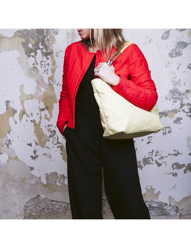 CHANEL vintage tote bag in yellow canvas