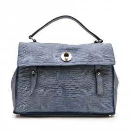  YVES SAINT LAURENT 'Muse II' bag in blue python effect leather