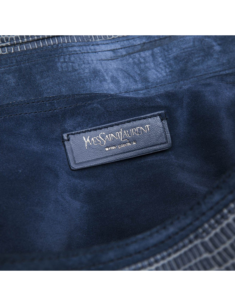 Sac YVES SAINT LAURENT cuir façon python bleu