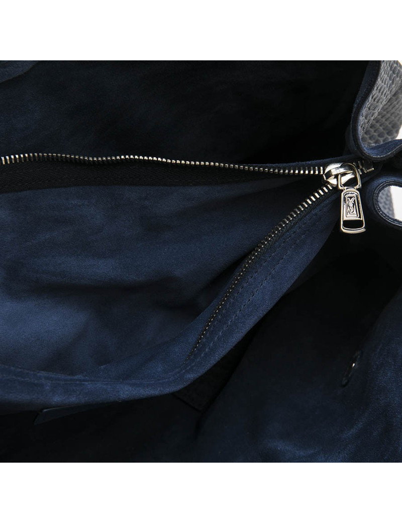 Sac YVES SAINT LAURENT cuir façon python bleu