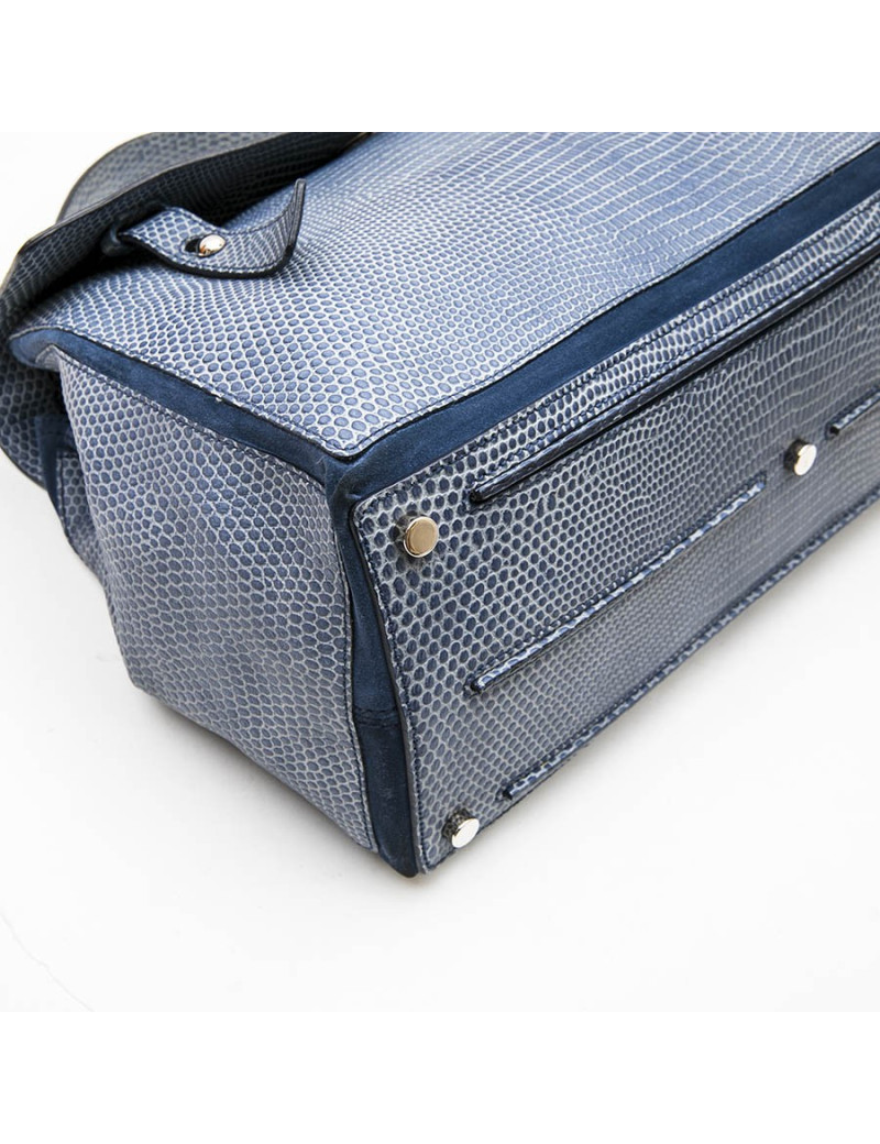 Sac YVES SAINT LAURENT cuir façon python bleu