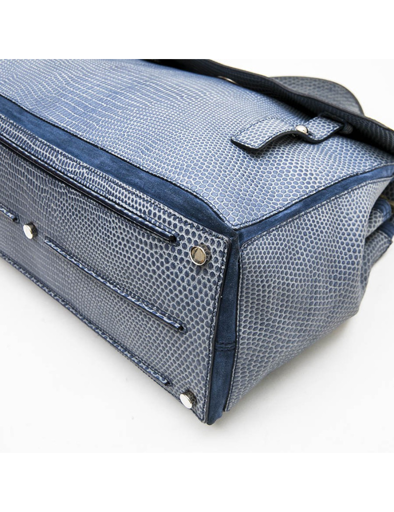 Sac YVES SAINT LAURENT cuir façon python bleu