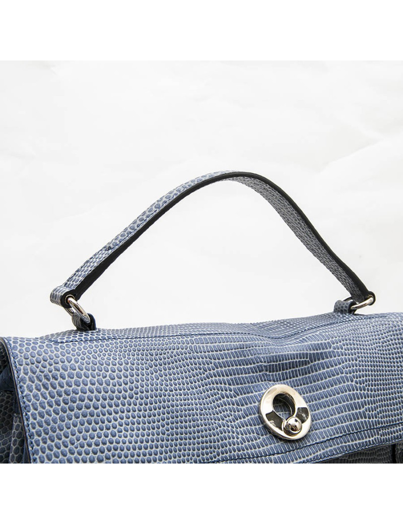 Sac YVES SAINT LAURENT cuir façon python bleu