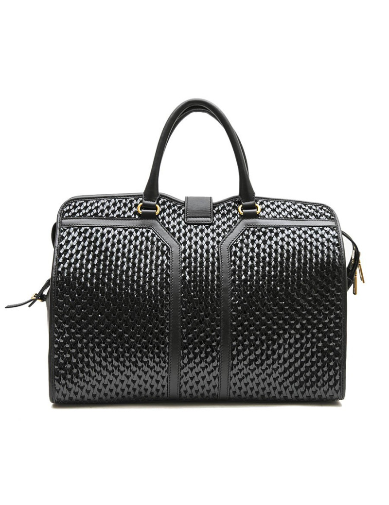 YVES SAINT LAURENT 'Chyc' bag in black leather and braided vinyl