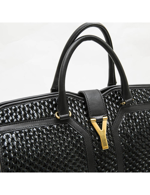 YVES SAINT LAURENT 'Chyc' bag in black leather and braided vinyl