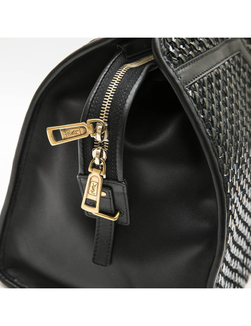 YVES SAINT LAURENT 'Chyc' bag in black leather and braided vinyl