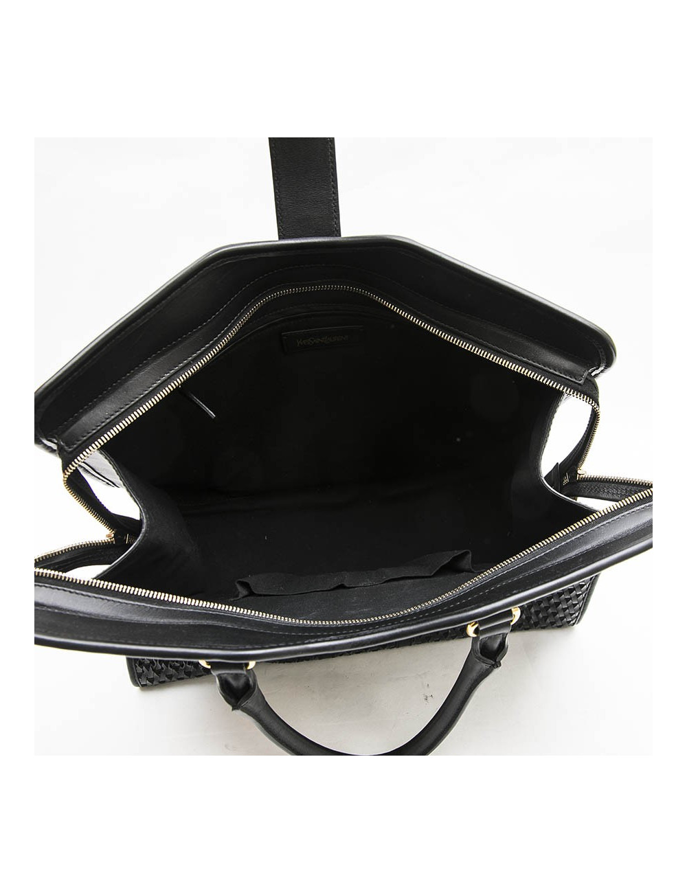 YVES SAINT LAURENT 'Chyc' bag in black leather and braided vinyl