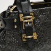 LOUIS VUITTON top handle bag in black leather and brown patent leather