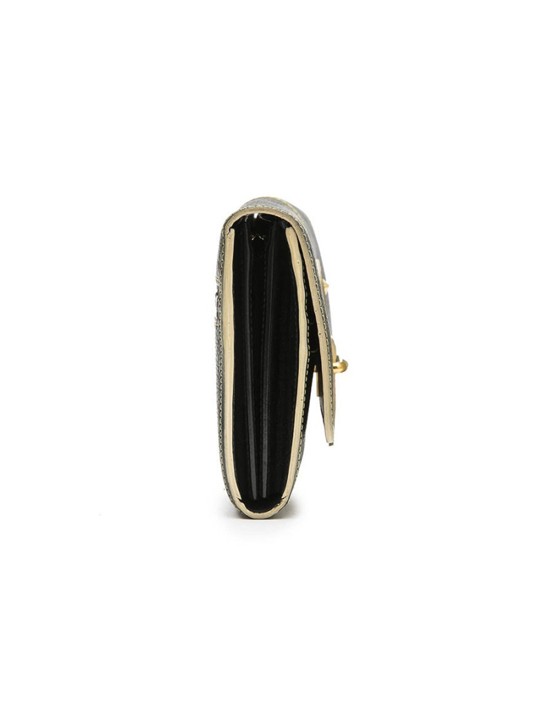 LOUIS VUITTON clutch in black grained leather with saddle stitching