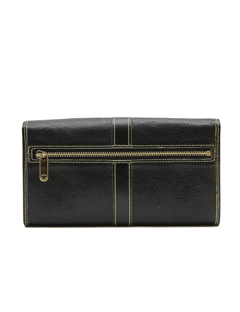 LOUIS VUITTON clutch in black grained leather with saddle stitching