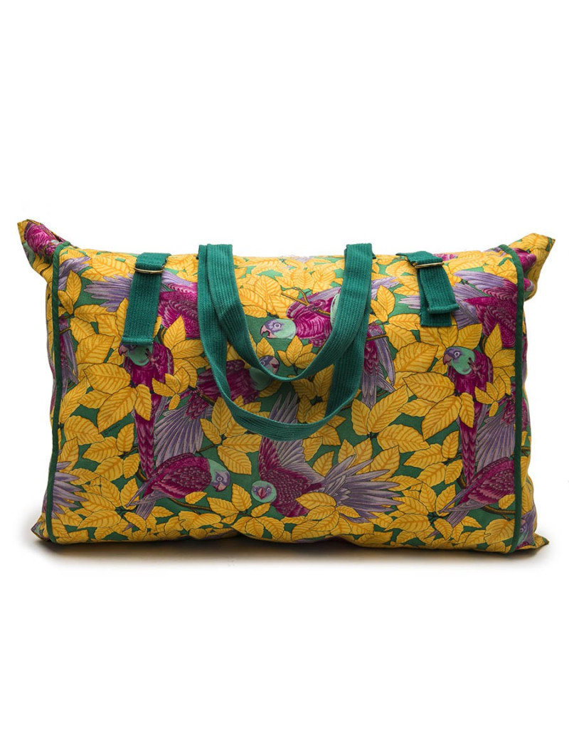 Sac HERMES toile imprimés fleurs