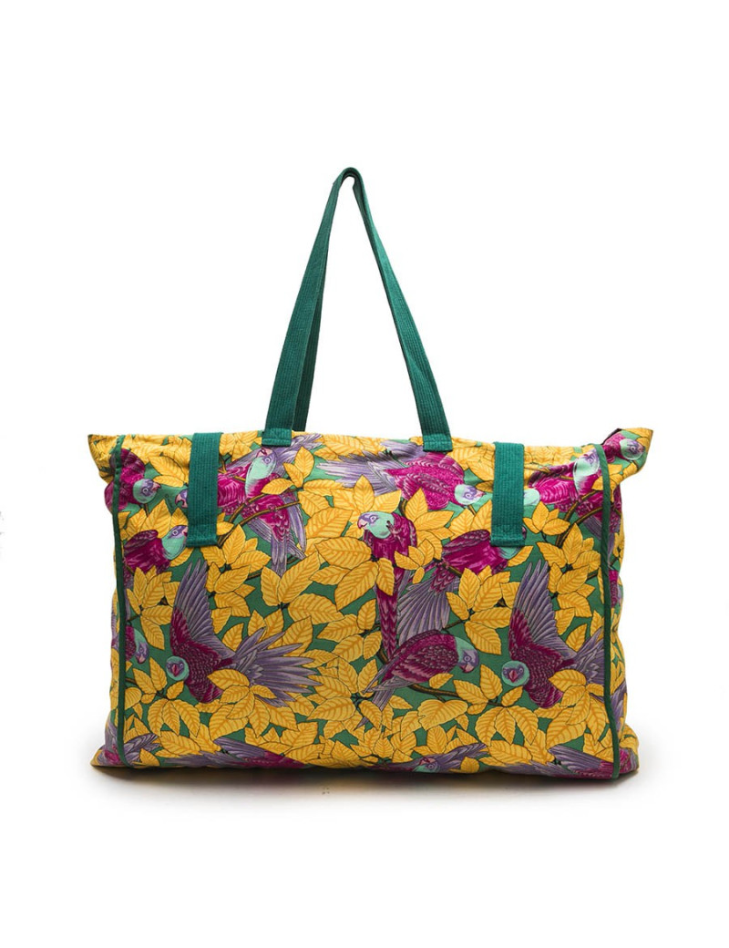 HERMES beach bag in multicolored flower printed cotton