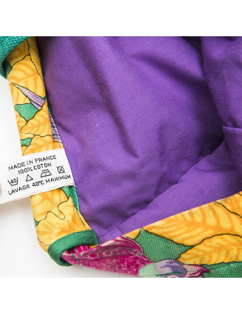 Sac HERMES toile imprimés fleurs