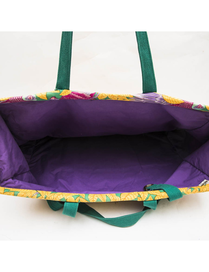 Sac HERMES toile imprimés fleurs