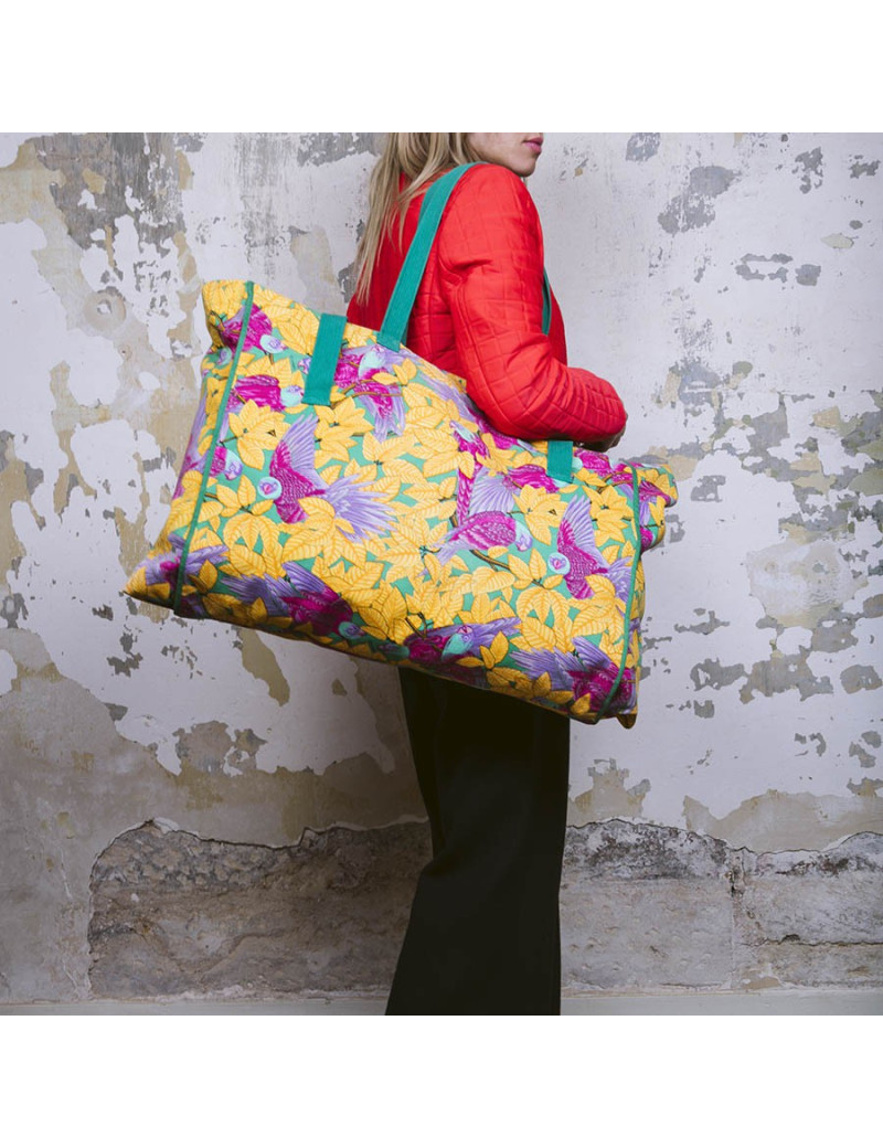 HERMES beach bag in multicolored flower printed cotton