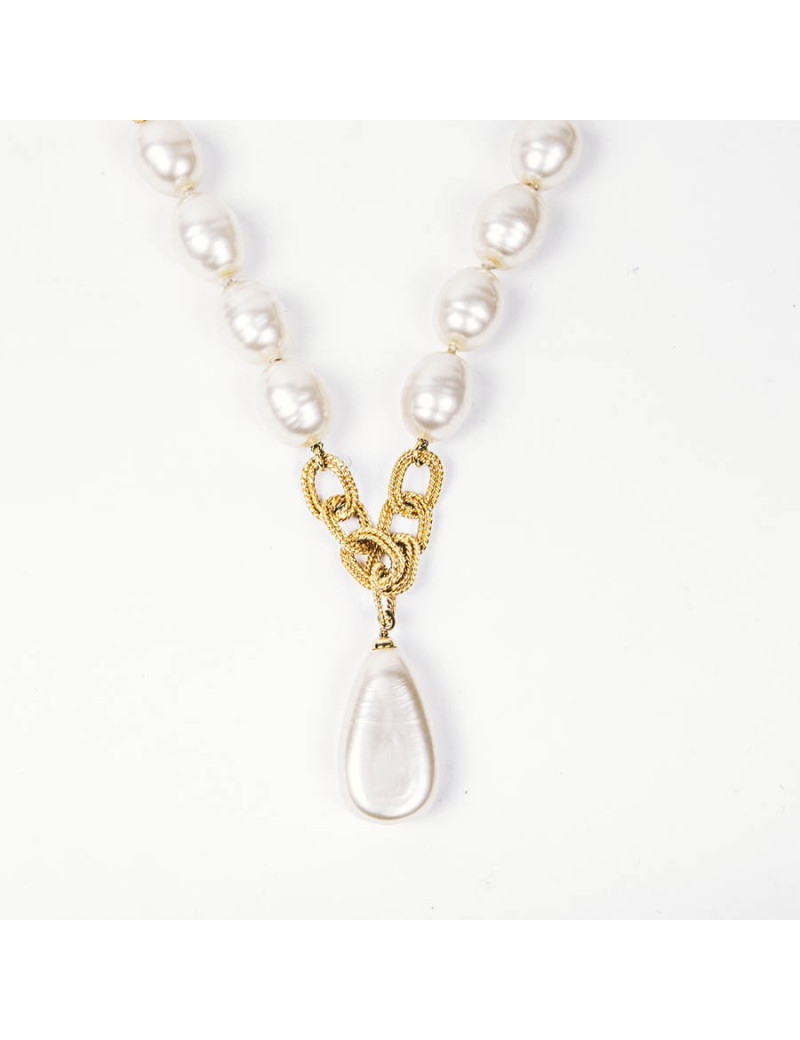 Sautoir Couture CHANEL perles pâte de verre 